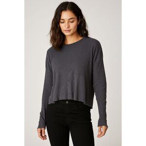 DYI Women's Long Sleeve Waffle Top Folkstone Heather Grey Size Medium